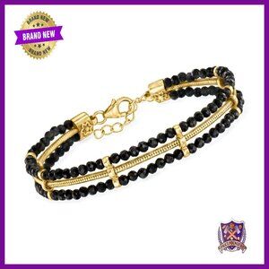 18kt Gold Over Sterling Snake Chain Bracelet 7 Inches 20ct Spinel